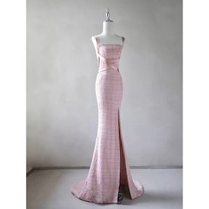 ライトピンクツイードドレス