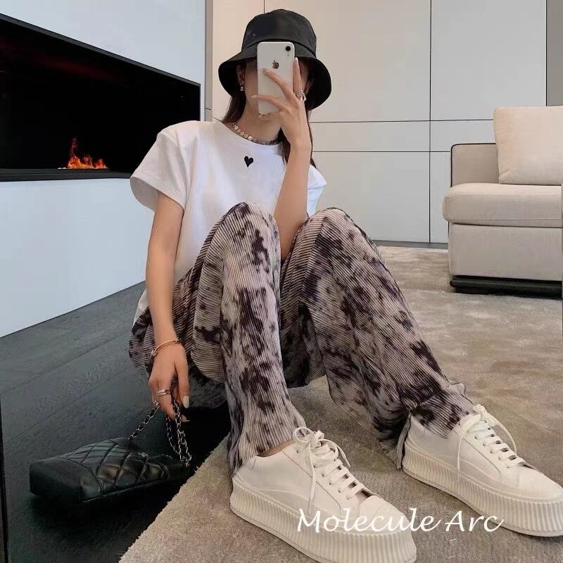 ニュアンス柄プリーツワイドパンツ AJ11352-1960a