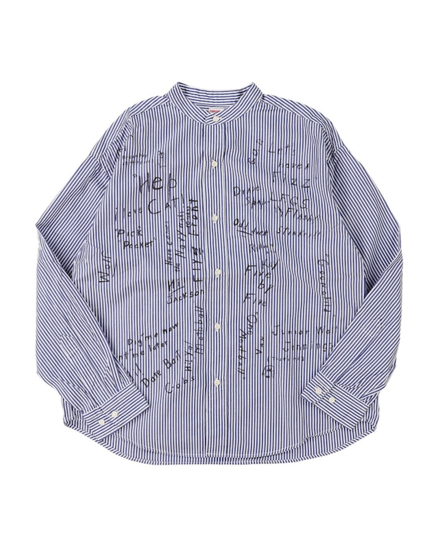 【DENIM DUNGAREE】LONDON STRIPED SCRIBBLE SHIRT / NAVY