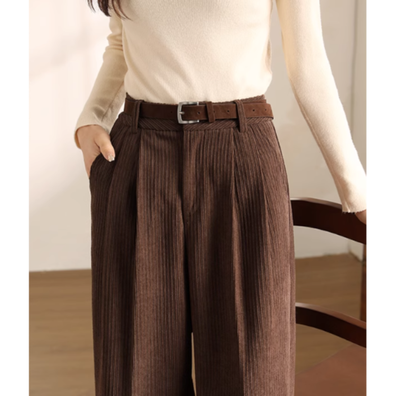 コーデュロイワイドクロップドパンツ W01156