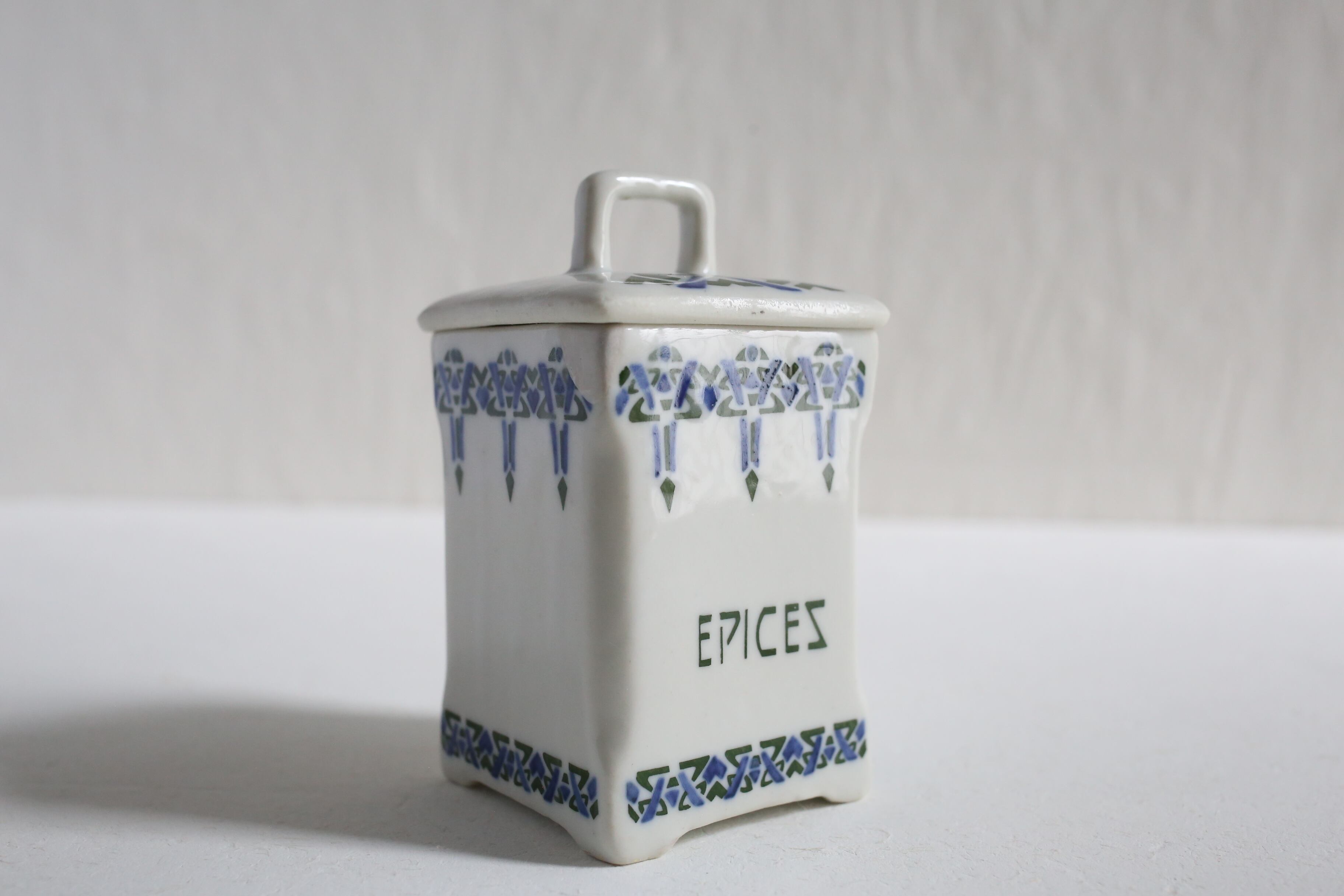フランス アンティーク ヴィンテージ キャニスター 磁器『EPICES』N