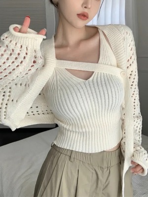 2color / メッシュショート丈ボレロ