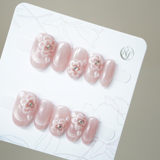 #487 ミディアム オーバル／XY059 繰り返し使えるネイルチップ