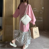 Pink Polka Dot Patchwork Sweatshirt Dress 5068