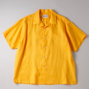 【新品】MINTENS 1950s vintage linen shirts made in Italian fabrics made in JAPAN S/S open collar/ イタリア製 ヴィンテージ生地 リネン オープンカラー 半袖 シャツ イエロー オリジナルブランド 1950年代シルエット サイズ①・②