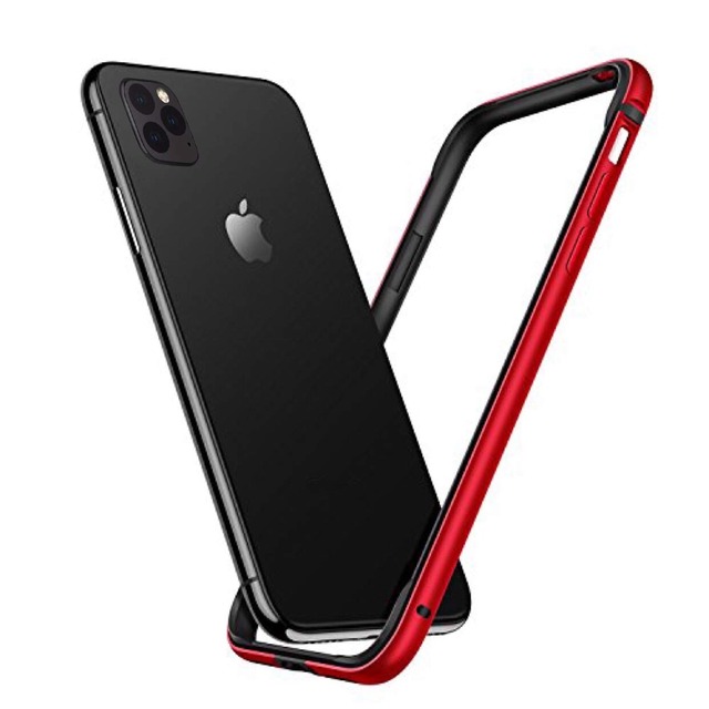 Smoony iPhone 11 Pro ケース/iPhone 11 Pro バンパー アルミバンパー レンズ保護 耐衝撃 ストラップホール付き [アルミ+シリコン 二重構造] 5.8インチ 軽量 一体感 アイフォン11 Pro專用スマホケース (iPhone 11 Pro, レッド)