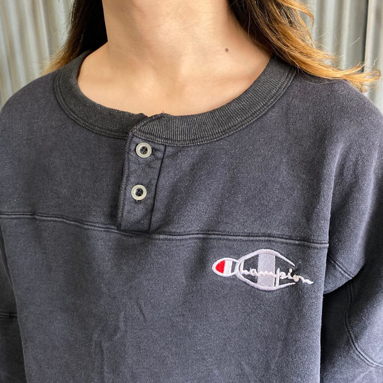 90年代 チャンピオン ロゴ刺繍 スウェットシャツ メンズXL 古着 USA製