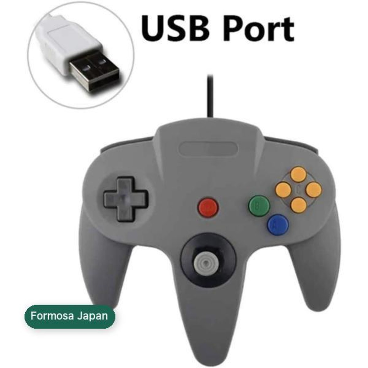 Formosa Japan N64 Windows Mac OS パソコン 用 ゲームコントローラー グレイ IF-N64USB-GY