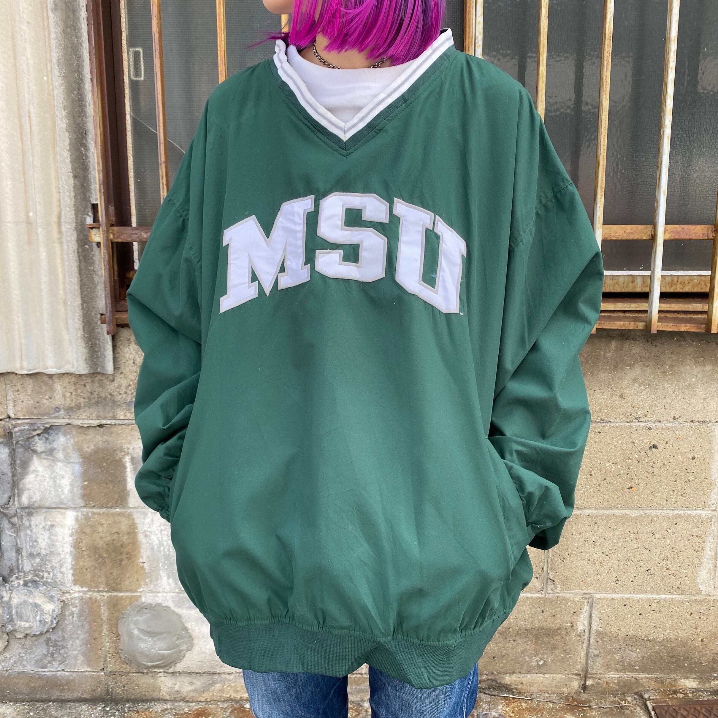 ビッグサイズ MSU カレッジチーム ウォームアッププルオーバー 