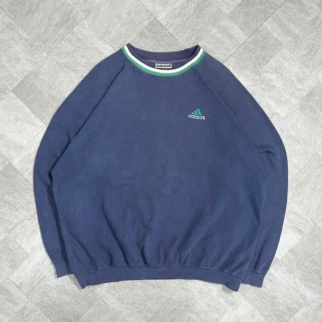 【希少】アディダス スウェット 90s 万国旗タグ ロゴ刺繍 ゆるだぼ ラグラン