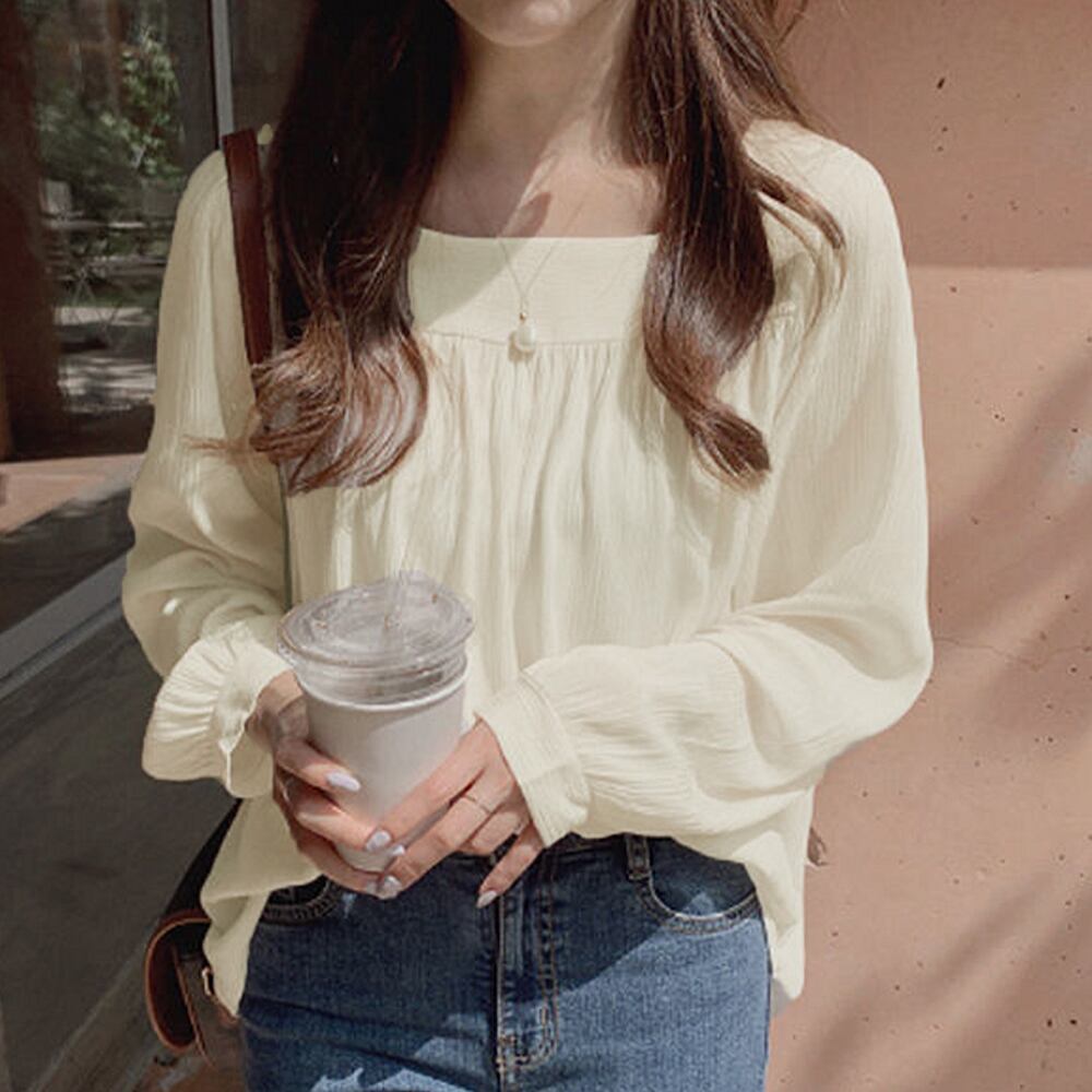 スクエアネック ブラウス レディース長袖