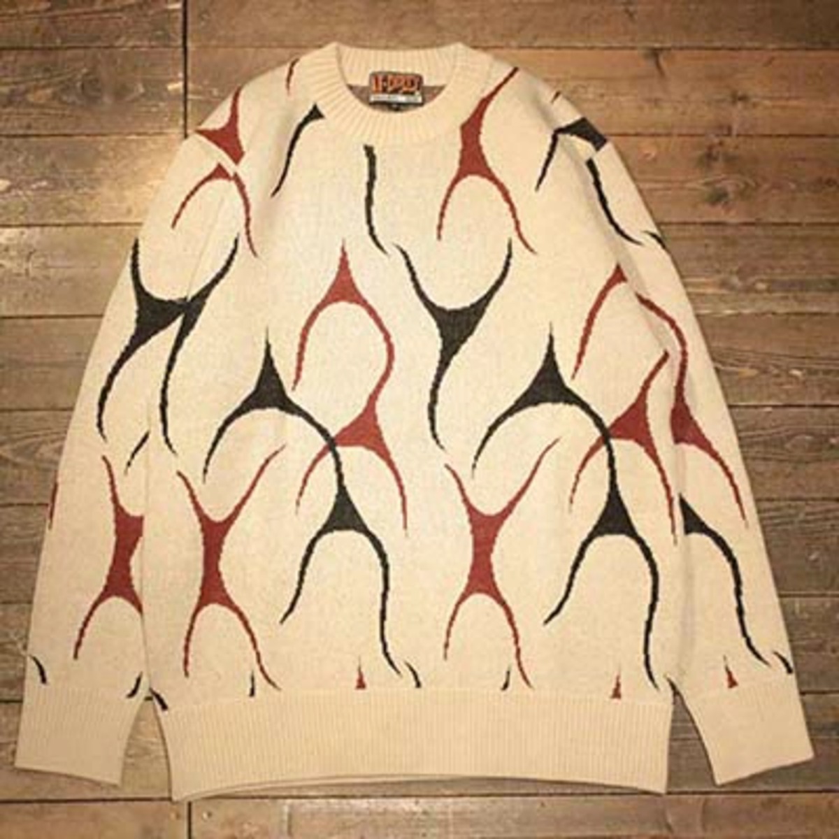 AT-DIRTY】 “ATD FLAMES KNIT” -NATURAL (アットダーティー) 正規取扱 