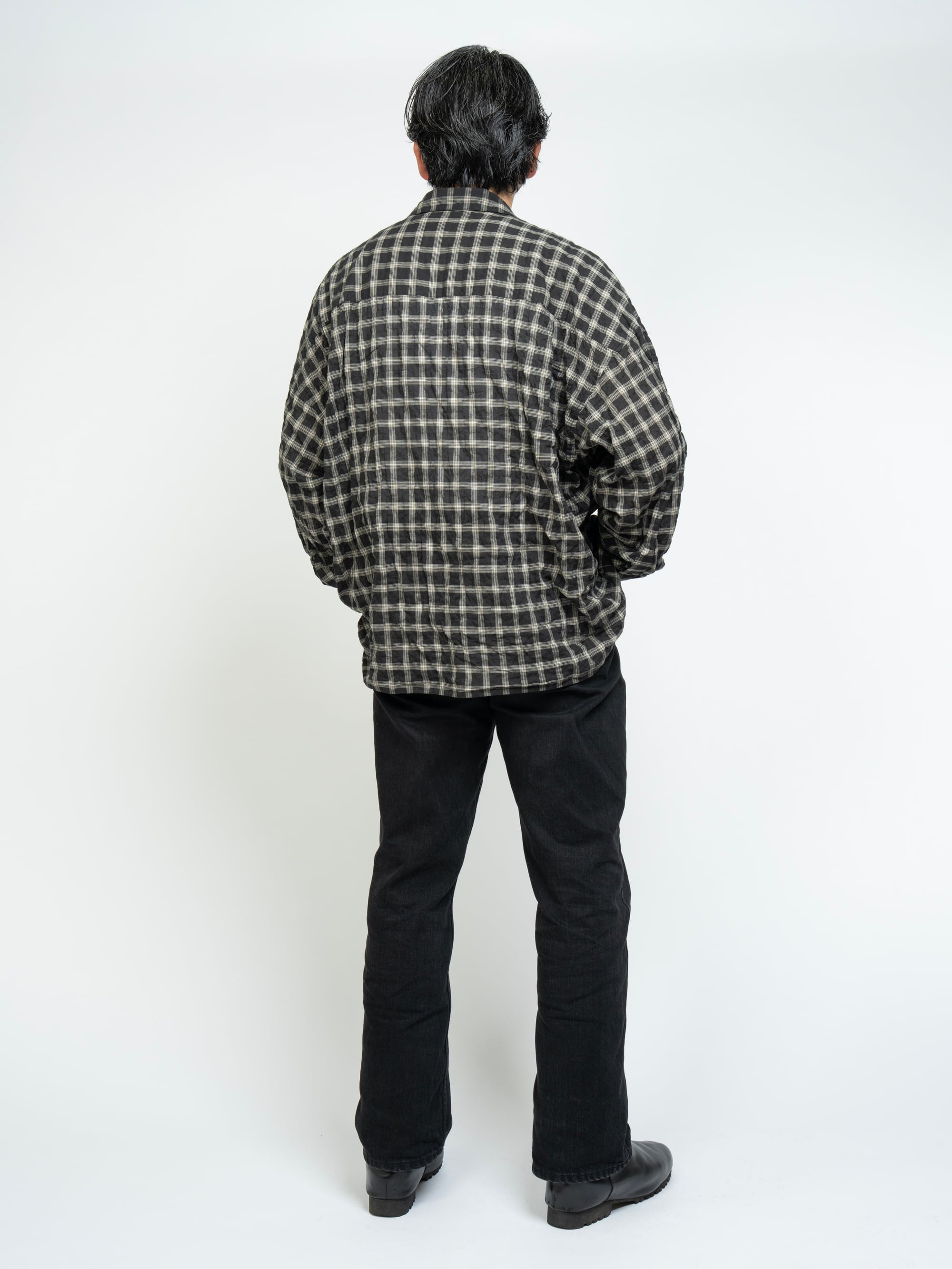 KAJA ORGANIC COTTON CHECK OPEN COLLAR SHIRT | KAJA