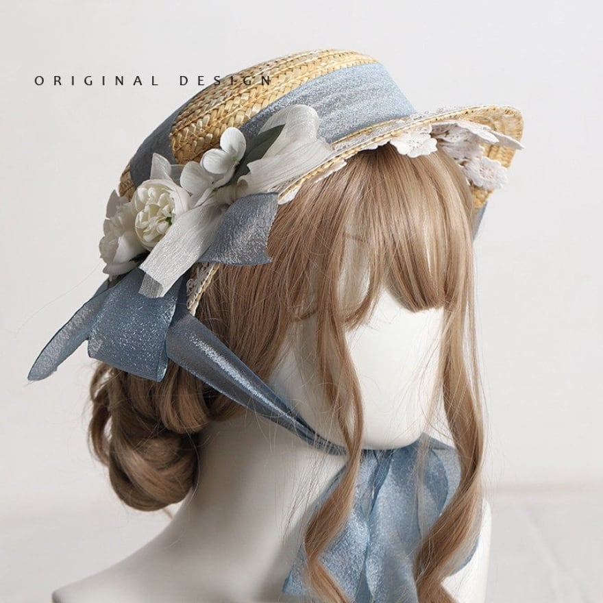 ロリータファッション 麦わら花飾りボンネット 夏ロリ小物 | ロリィタ