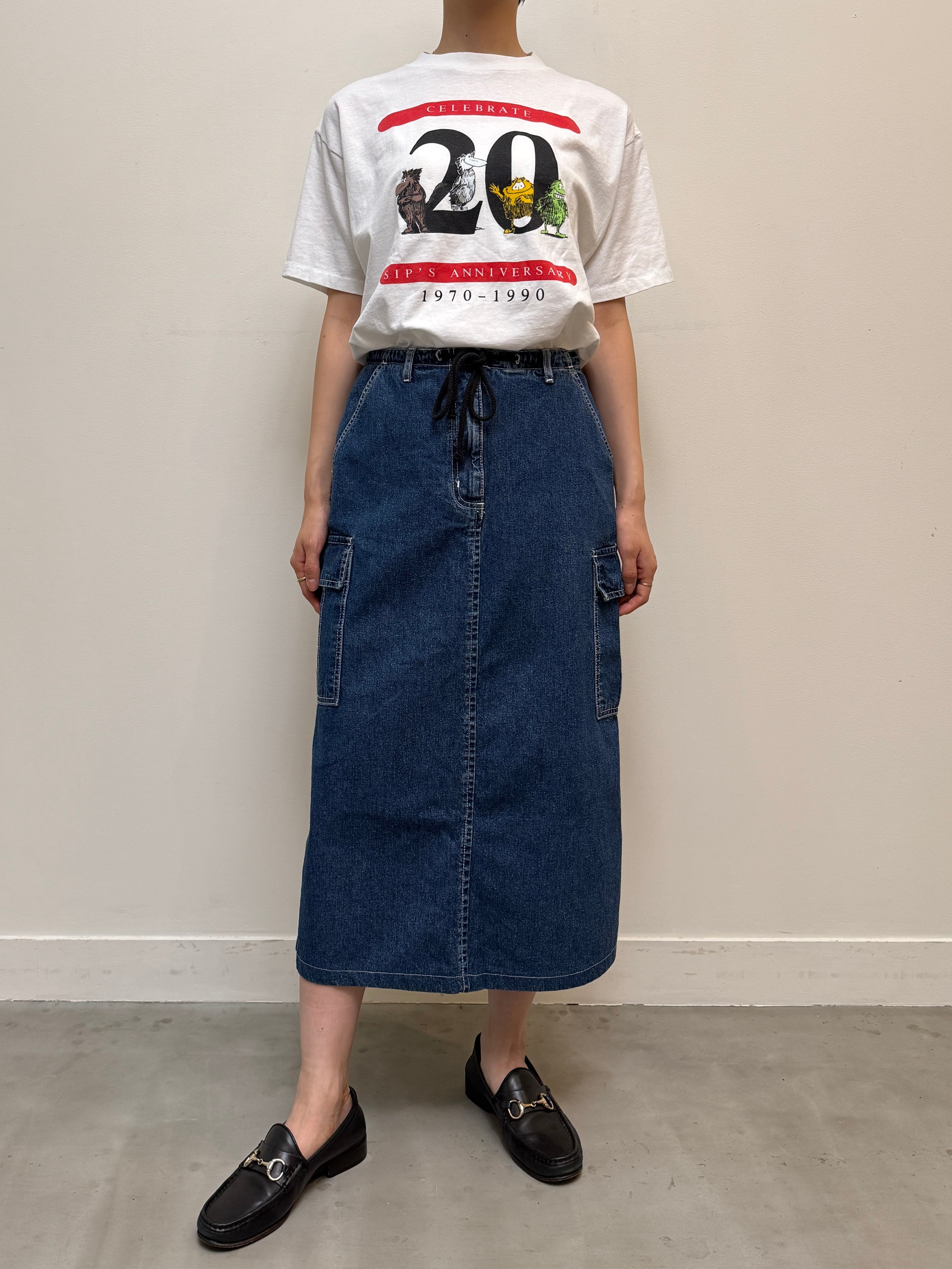 SK13-1 USED DENIM SKIRT -BLUE-