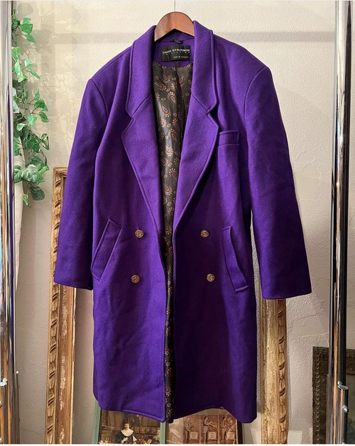 80's〜 David Benjamin collection "purple colour"double breast chester coat 【M】