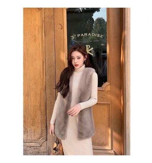 ベスト レディース 大きいサイズ 秋 冬 ファーベスト ロング