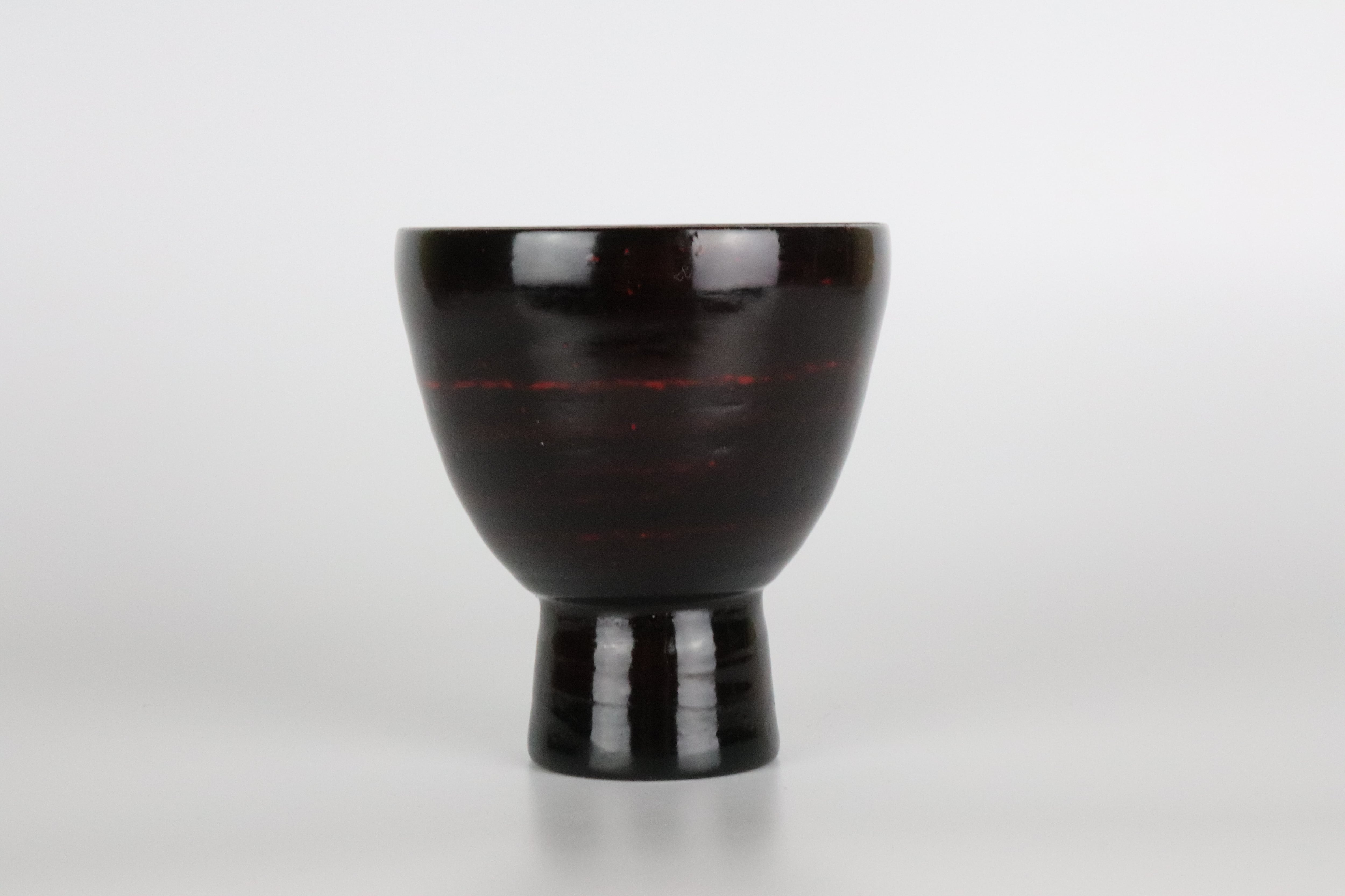 陶片 吸坂手の盃台 漆陶 高台盃 シダ | 宗山窯