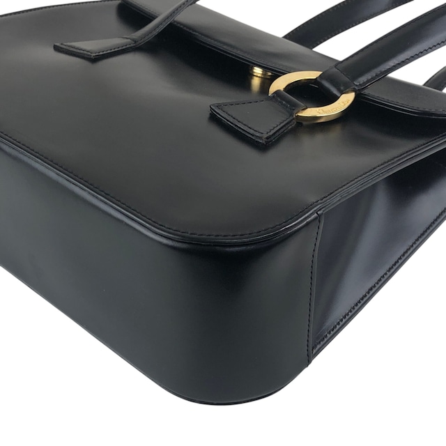 Christian Dior クリスチャン ディオール トートバッグ ブラック ロゴ オーバル レザー vintage ヴィンテージ オールド ye2nnm