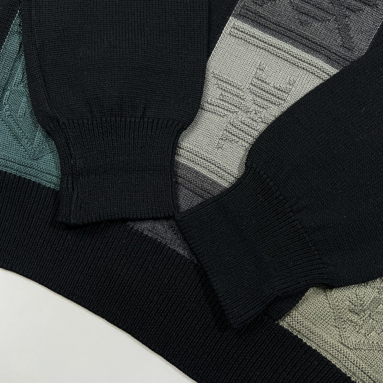 希少 renoma レノマ sports club チェック風 デザイン ウールニットセーター サイズ 48 /オールド/ビンテージ/ブラック