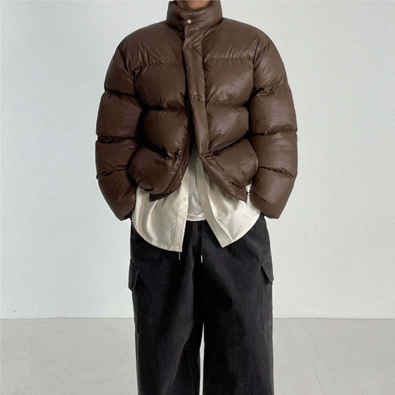 レトロスタンドカラーコットンブルゾン　1011