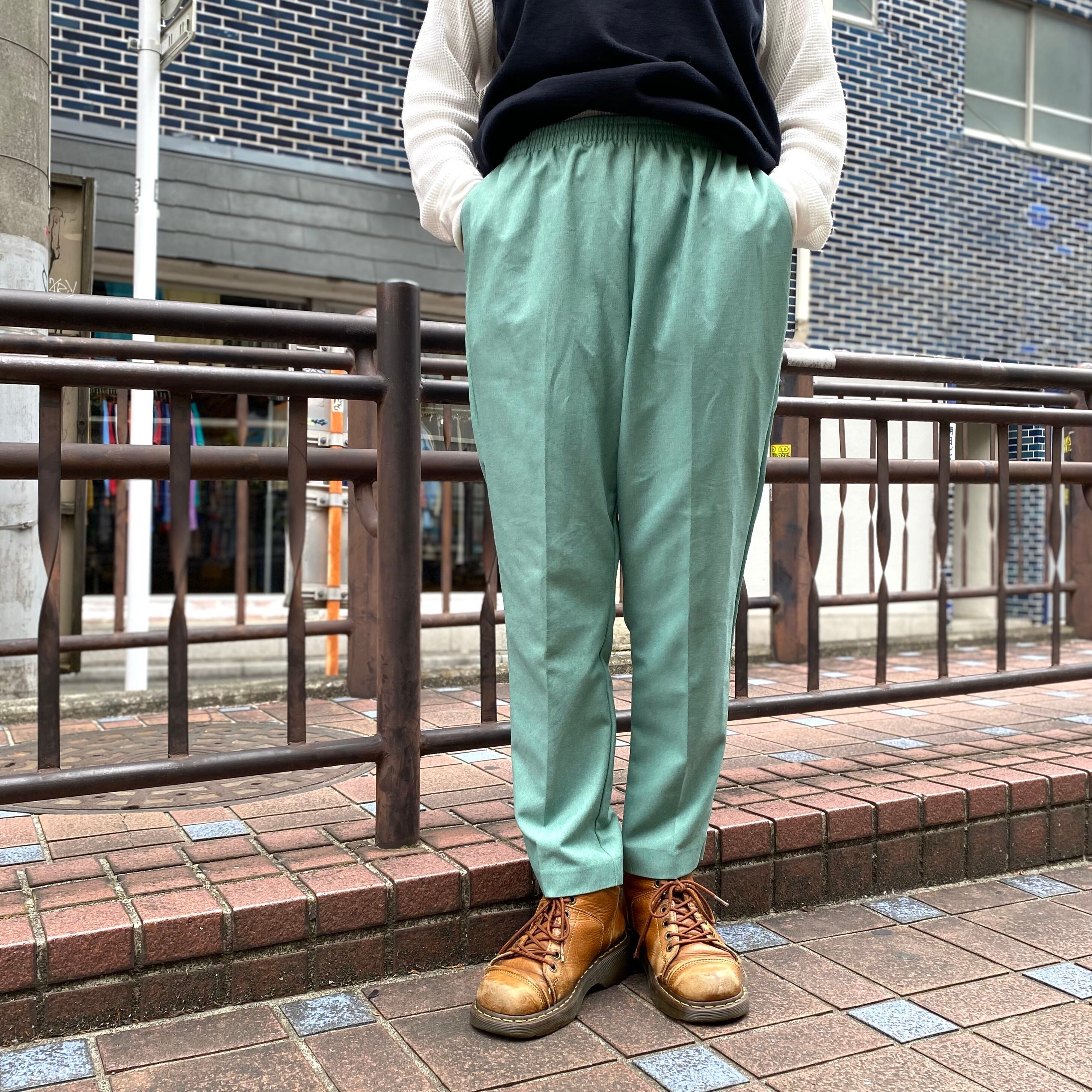 USA製 size：12P 【 ALFRED EUNNER 】アルフレッドダナー イージーパンツ カラーパンツ エメラルドグリーン 古着 古着屋  高円寺 ビンテージ