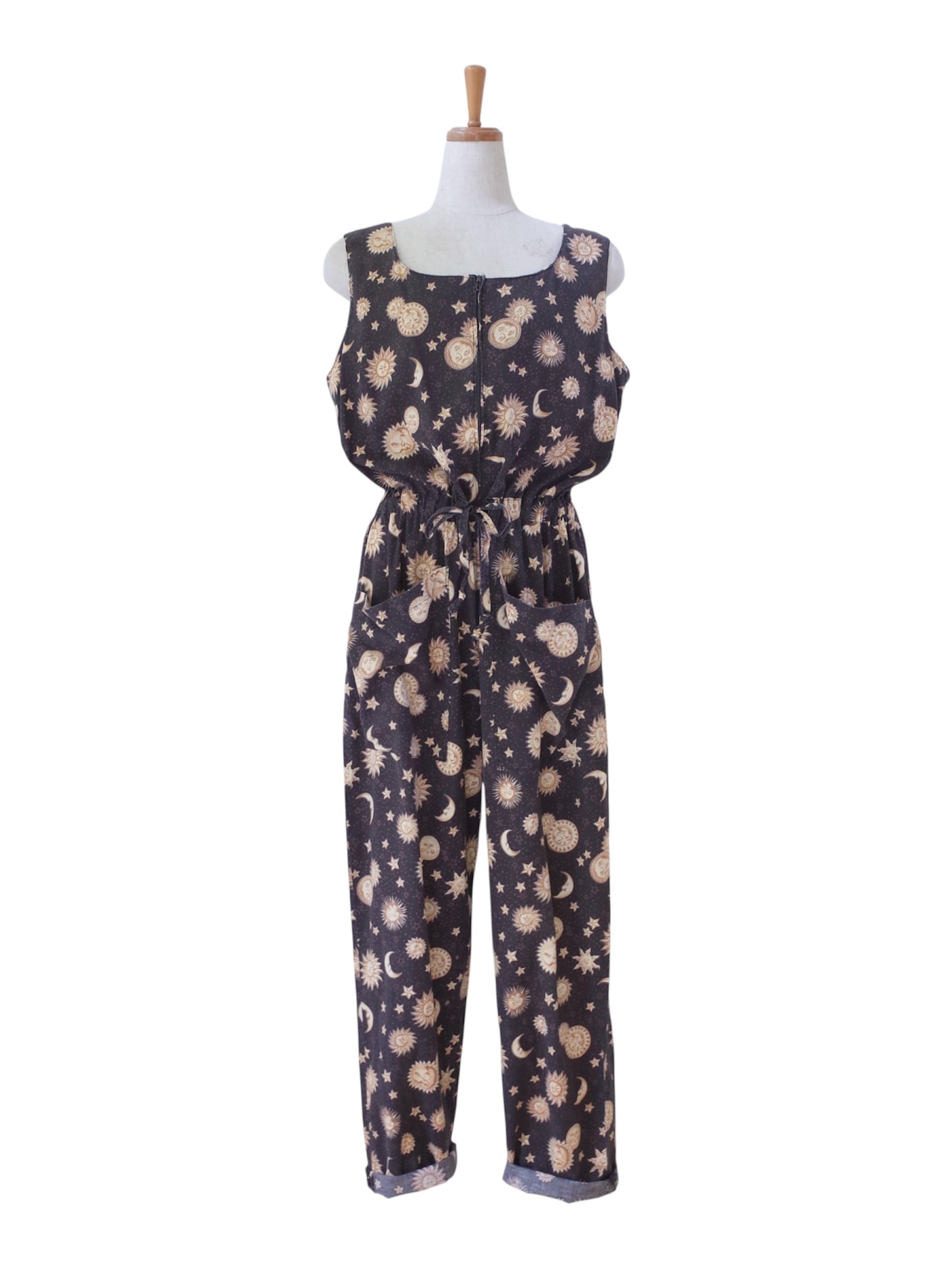 Sun & moon pattern salopette