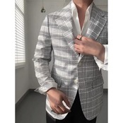 casual plaid suit jacket 00050