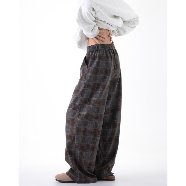 retro check pattern loose pants　レトロチェック柄ルーズパンツ　J0614