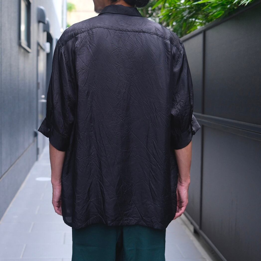 Sans limite(サンリミット)/ボックス大開襟五分袖キャプラ-black