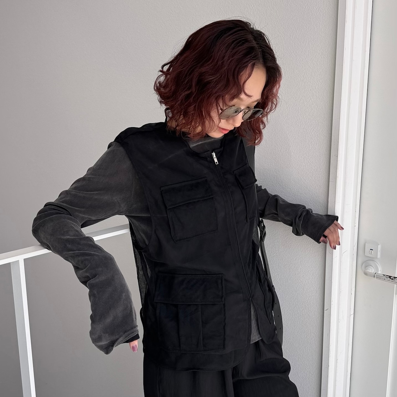 チュールシアーミリタリーvest/ブラック