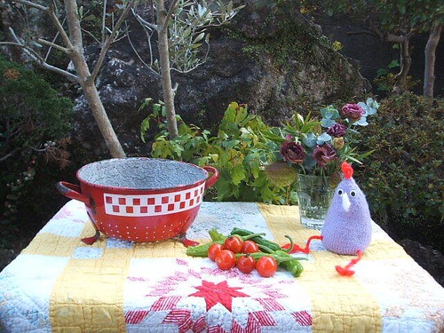 french vintage red lustucru colander  フランス　ヴィンテージ　市松柄コランダー　ざる　赤