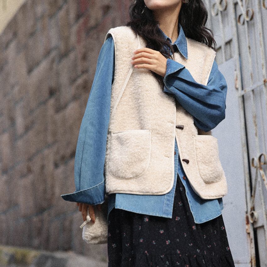 boa vest with shoulder bag J00163