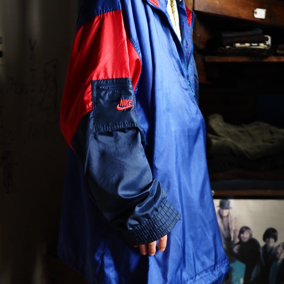 90s NIKE ナイキ リバーシブル アノラックパーカー 総柄 レディースS 