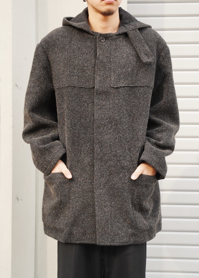 80's - Y's for men wool fly front hooded coat