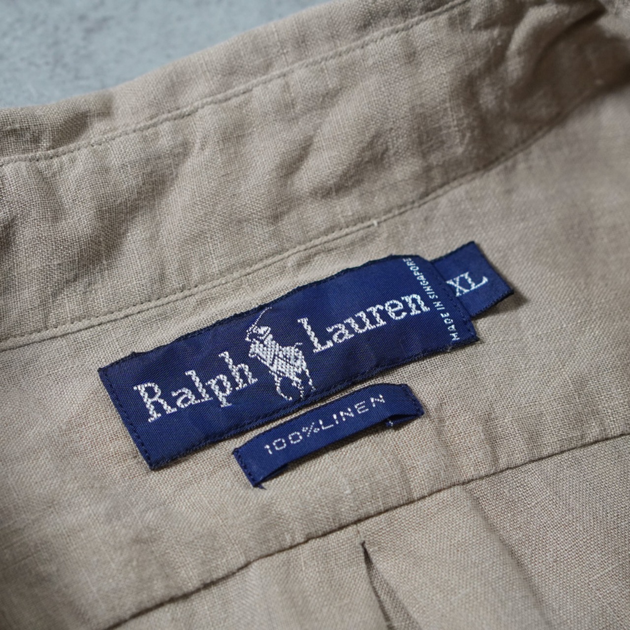 90s Ralph Lauren 100%LINEN BD shirt Sand XL 古着 - 10