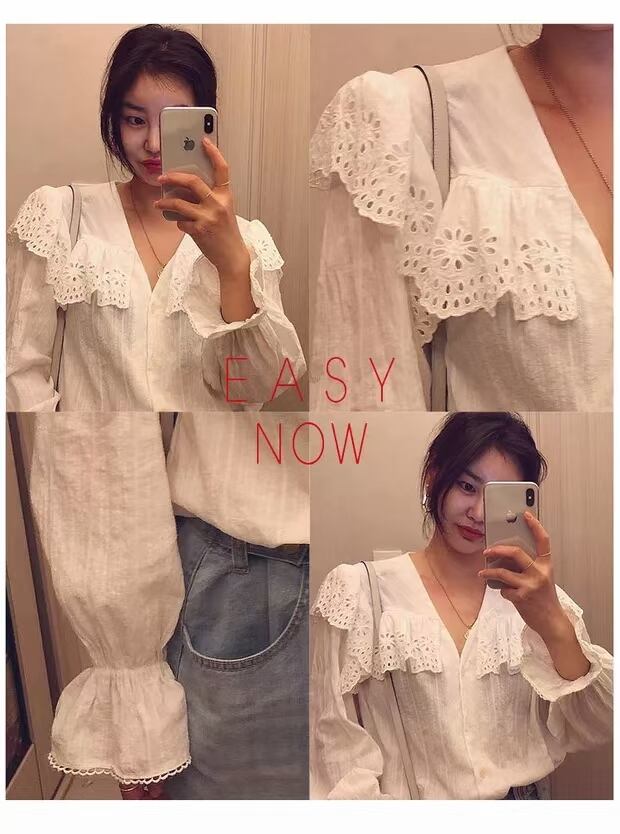 カットワークレースブラウス  AJ−1079-E03
