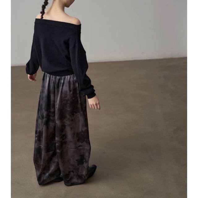 Satin touch wide-leg pants C1343