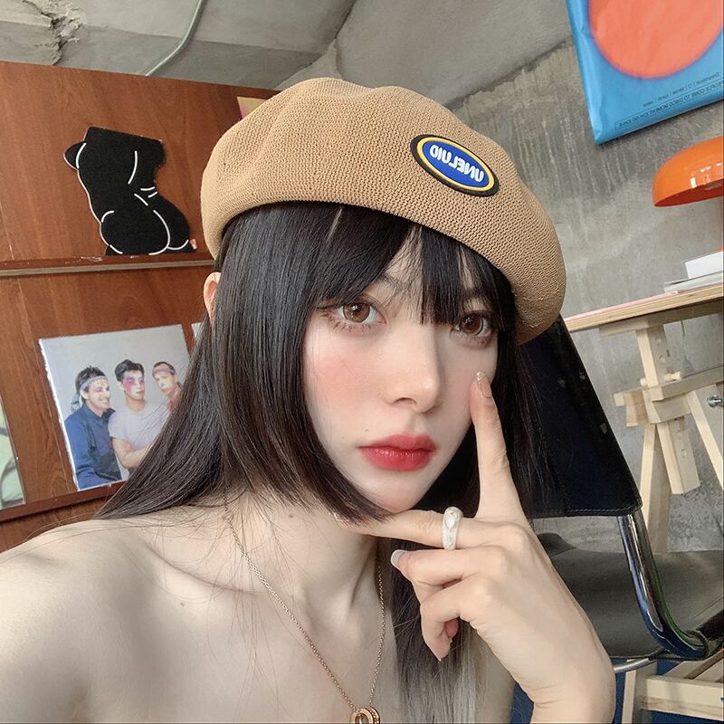 サマー薄手スタンダードニット レトロ 帽子 夏物 ベレット ヘアアクセサリー ブラック・アイド・ピーズ44094380284