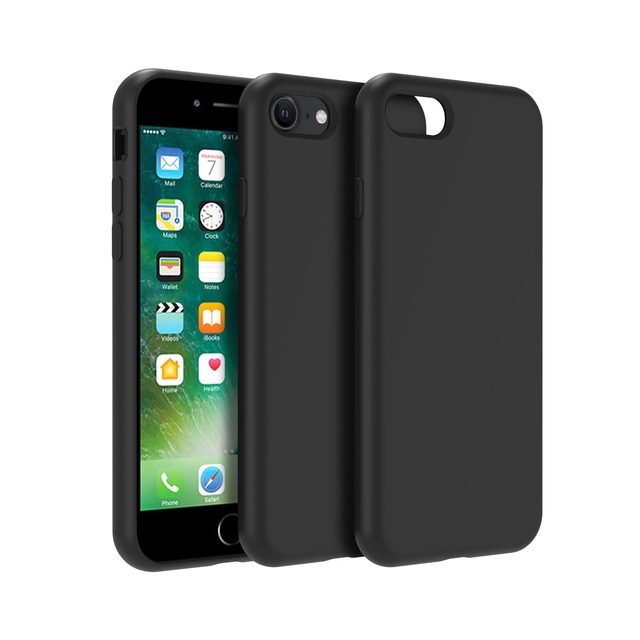 PINLISHENG iPhone se2/se3 ケース いPhone 7/8 スマホケース ハイブリッドシリコン(ブラック)