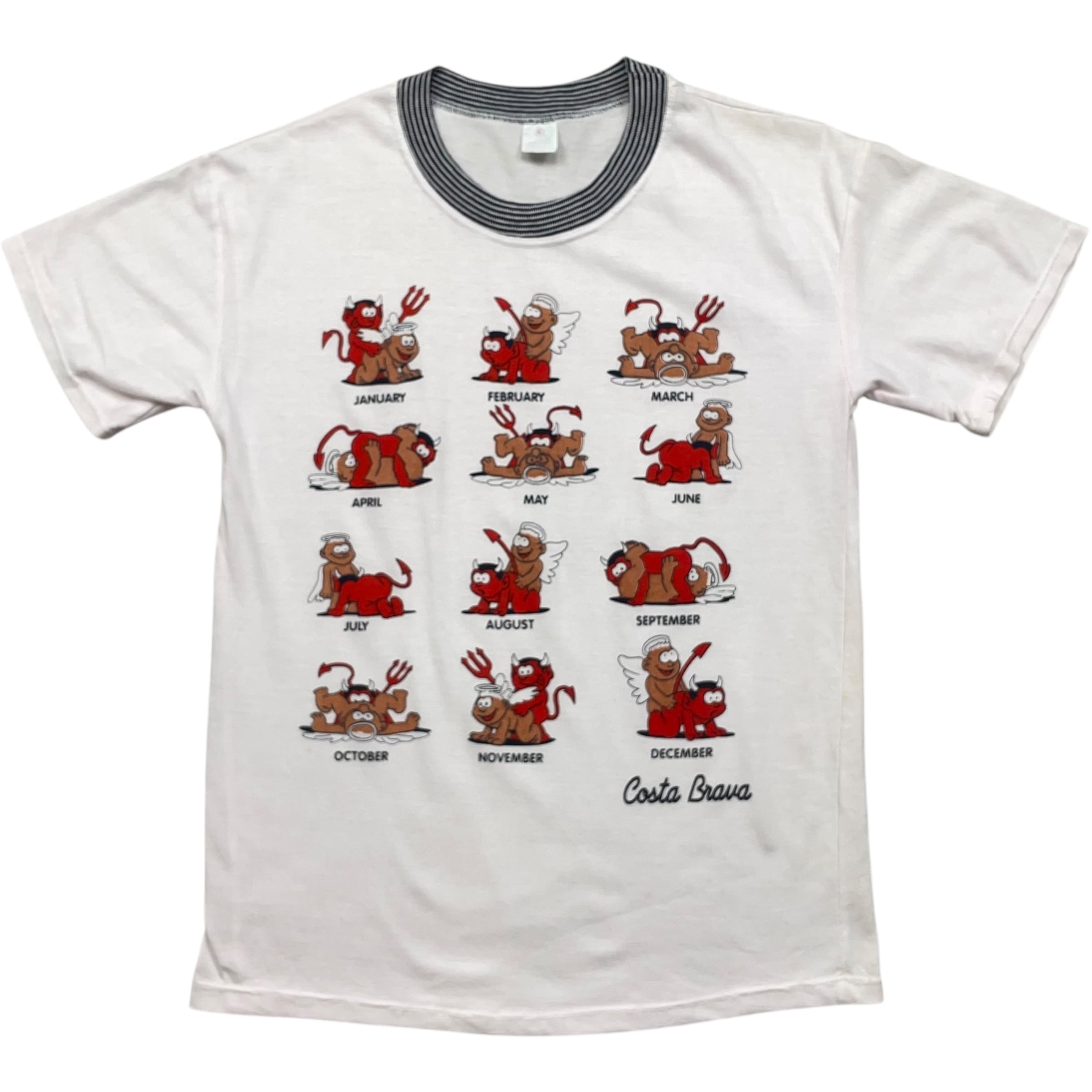 《M》 エロTシャツ 48手 天使 悪魔 プリント ホワイト no.7949