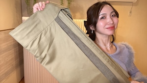 【裾上げ注文様専用ページ】巻きスカート　 薄カーキ色　麻チェック柄