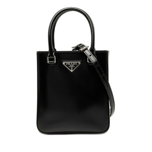 プラダ 三角ロゴプレート ハンドバッグ ショルダーバッグ 2WAY 1BA331 ブラック レザー レディース PRADA 【中古】