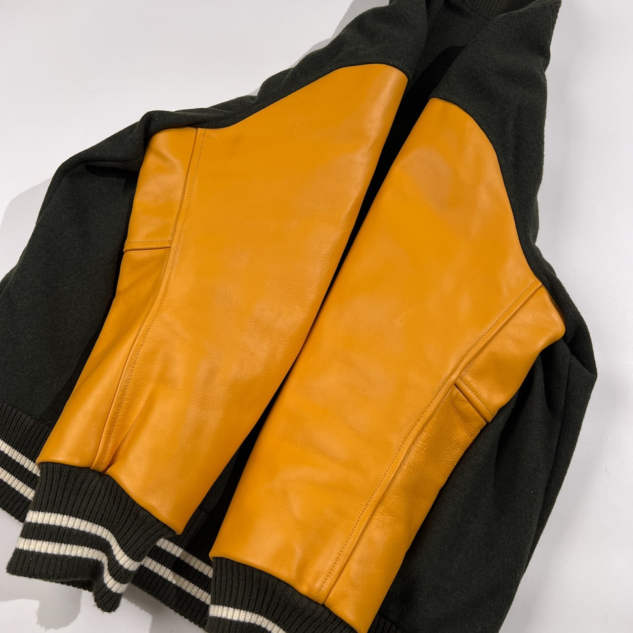 CANTERBURY カンタベリー 袖革 レザー スタジャン サイズ L /グリーン×オレンジ系/メンズ/ラグビー