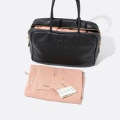MIU MIU レザー ボー バッグ ラージ ブラック