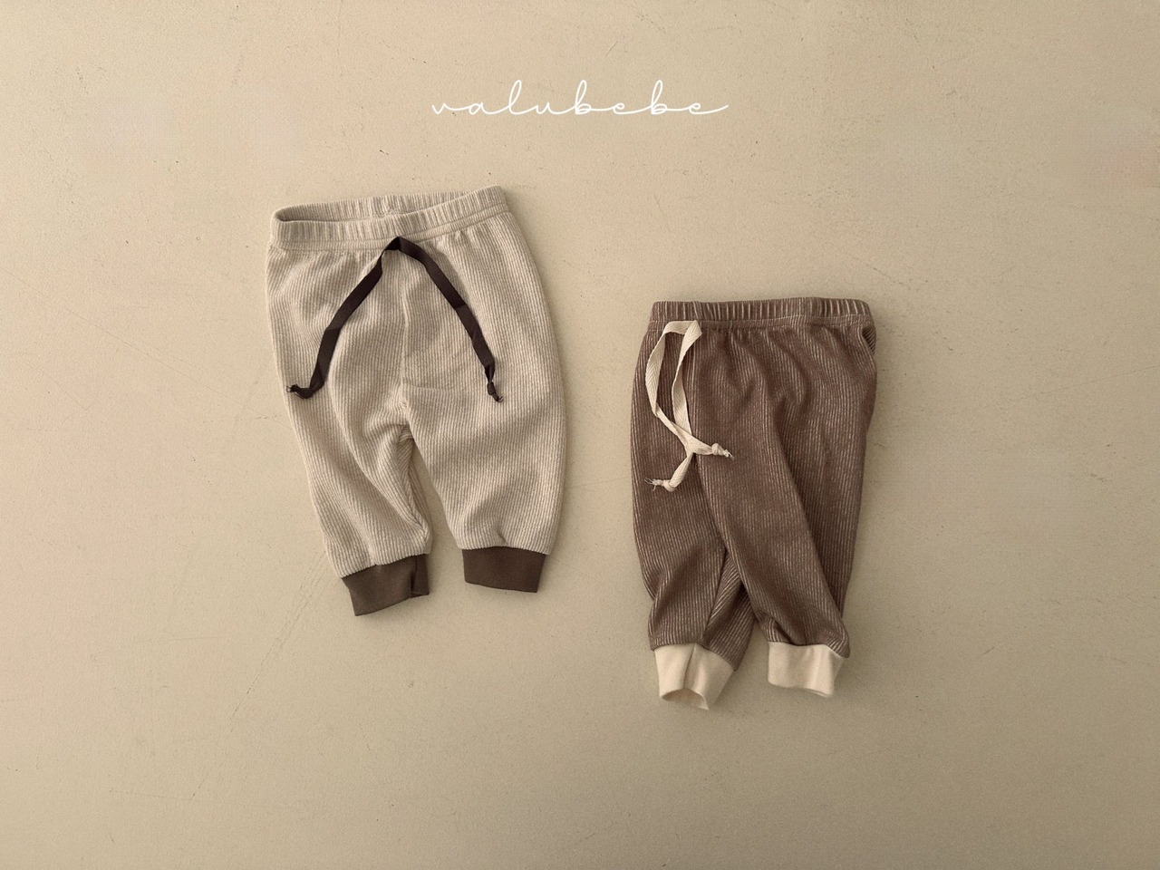 【valu bebe】2トーンバイカラーリブパンツ ブラウン 60〜90cm - 9