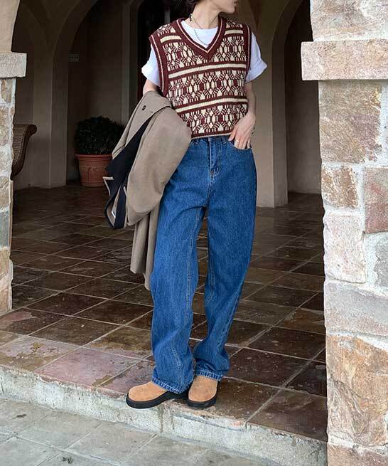 レトロフレンチニットベスト Paw0057 Poet