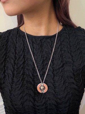 Courreges/ vintage pink  circle  nacklace.(o)