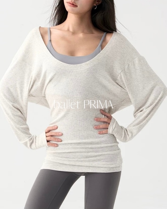 【二の腕カバー】Relaxed ballet dolman top 4color P0209