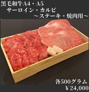 黒毛和牛（A4・A5）サーロイン・カルビ　〜ステーキ・焼肉用〜